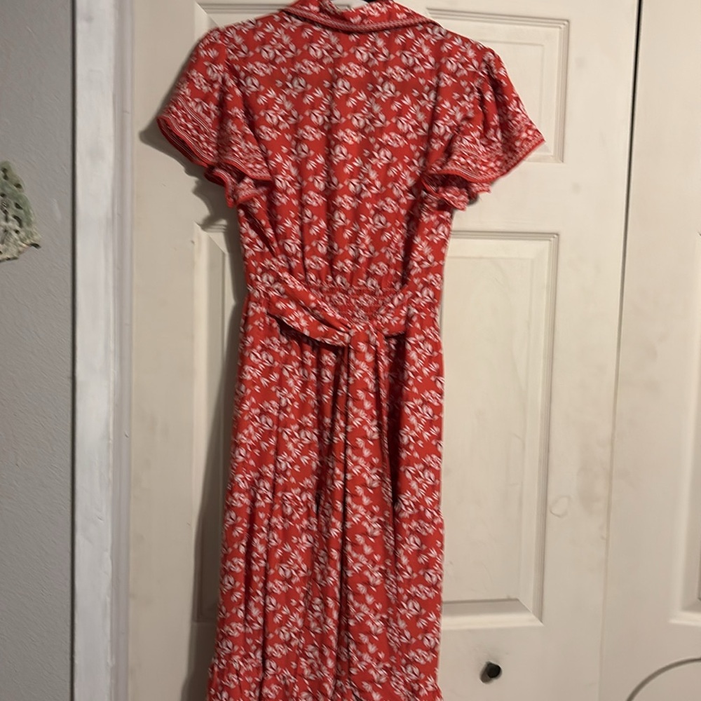Max Studio Coral-Red Floral Button-Front Maxi Dress - Picture 5 of 5